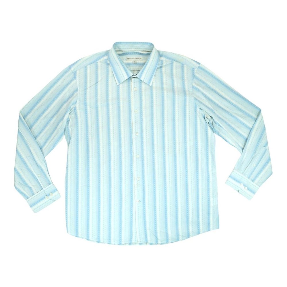 PRONTO-UOMO Mens Striped Cotton Long Sleeve Dress‎ Shirt Size XXL ~ Dots